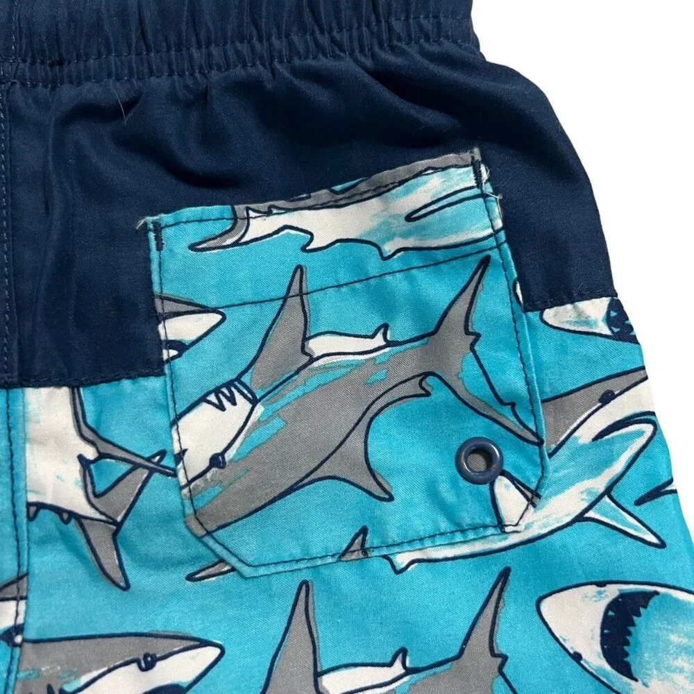 Children's Place Sport 12-18m Blue Shark Swim Trunks & Rashguard Set